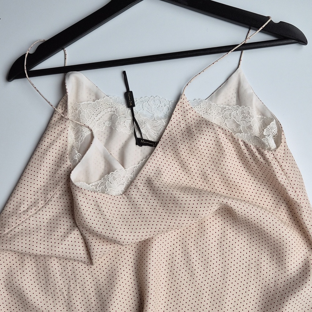 Massimo Dutti 100% mulberry silk Polka Dot & Lace Trim Camisole - Picture 11 of 12